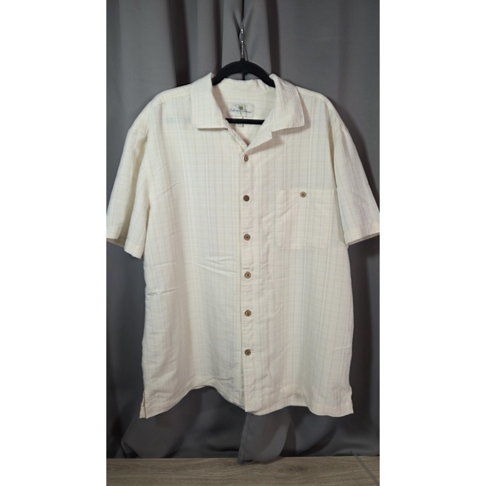 Island Shores Men's Tan Short Sleeve Tropical Shirt XL